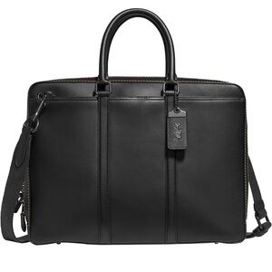 Coach Metropolitan Slim Leather Briefcase Black Unisex